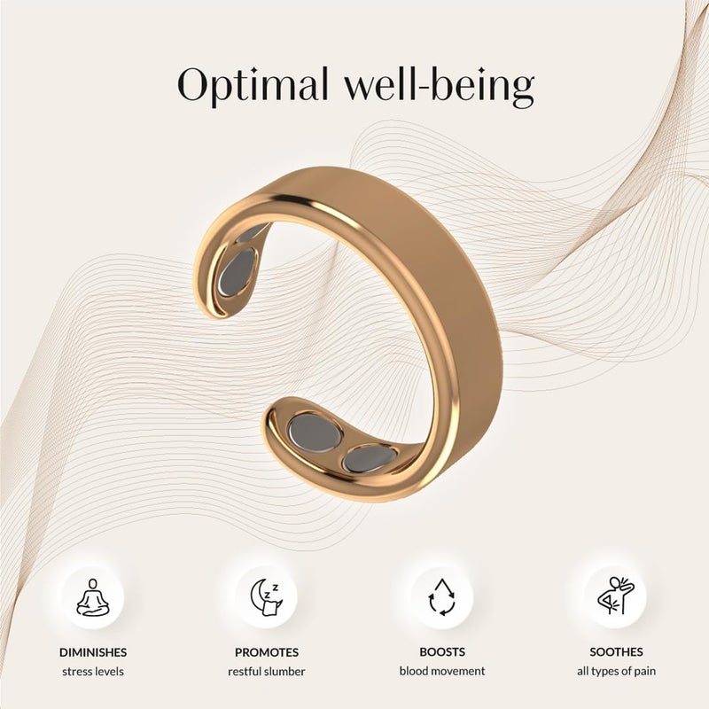CALMI Store خاتم العافية المغناطيسي بتصميم من الفولاذ المقاوم للصدأ القابل للتعديل | ملحق مغناطيسي قابل للارتداء للصحة العامة | للجنسين (أسود) - Image 3